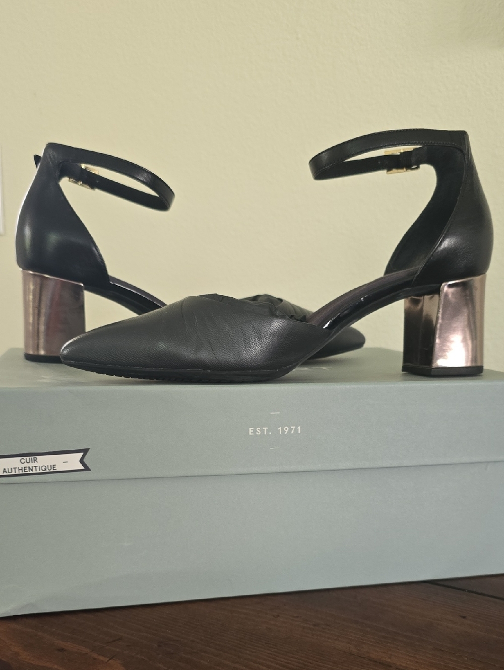 Rockport Salima Women's Black Ankle-Strap Block Heel Pumps